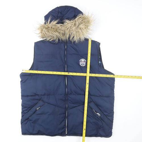 Horseware Ireland Men's Blue Check Faux Fur Hooded XL Bodywarmer