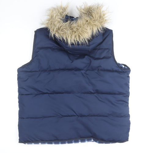 Horseware Ireland Men's Blue Check Faux Fur Hooded XL Bodywarmer