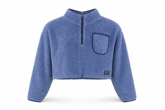 Front view of Urban Outfitters Blue Fleece Women's Medium 1/2 Zip Hoodie