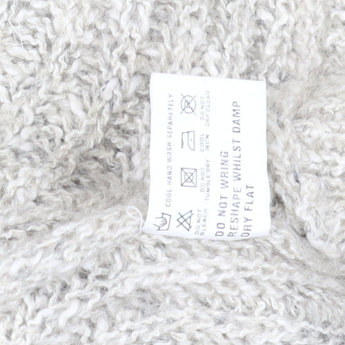 VIZ-A-VIZ Women Beige Roll Neck Chunky Knit Mohair Blend Jumper One Size