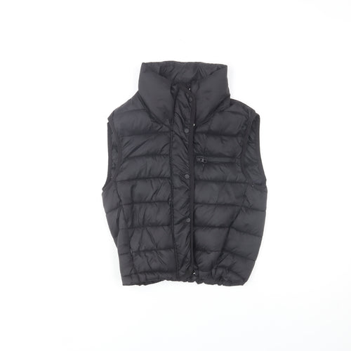 ZARA Girls Black Puffer Waistcoat 6 Years Quilted Lined Winter Gilet