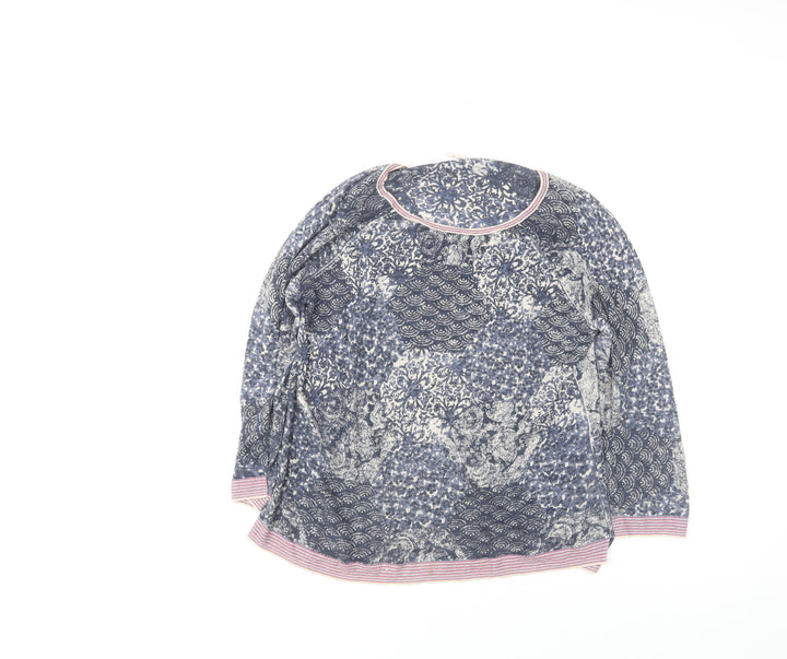 White Stuff Women’s Blue Floral Tunic Blouse Size 12 Cotton Modal