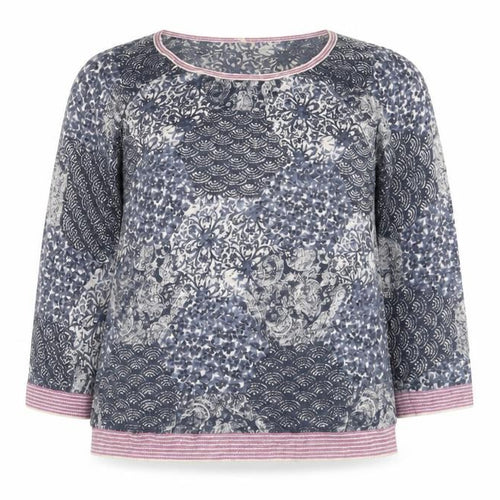 White Stuff Women’s Blue Floral Tunic Blouse Size 12 Cotton Modal