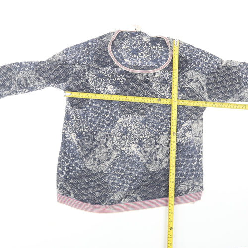 White Stuff Women’s Blue Floral Tunic Blouse Size 12 Cotton Modal