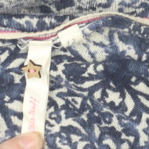 White Stuff Women’s Blue Floral Tunic Blouse Size 12 Cotton Modal