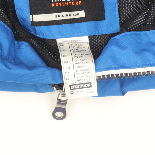 Tribord Boys Blue Hooded Waterproof Rain Jacket 14-15 Years