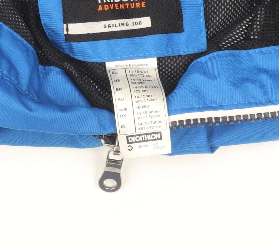 Tribord Boys Blue Hooded Waterproof Rain Jacket 14-15 Years