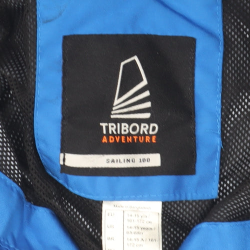 Tribord Boys Blue Hooded Waterproof Rain Jacket 14-15 Years