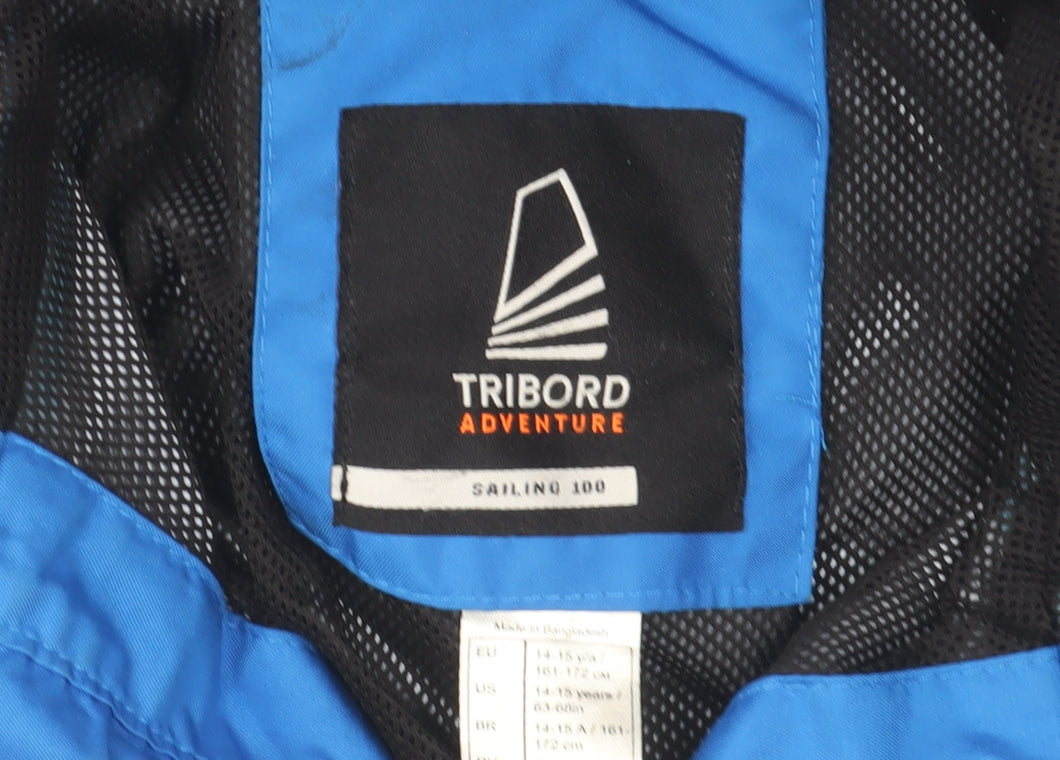Tribord Boys Blue Hooded Waterproof Rain Jacket 14-15 Years