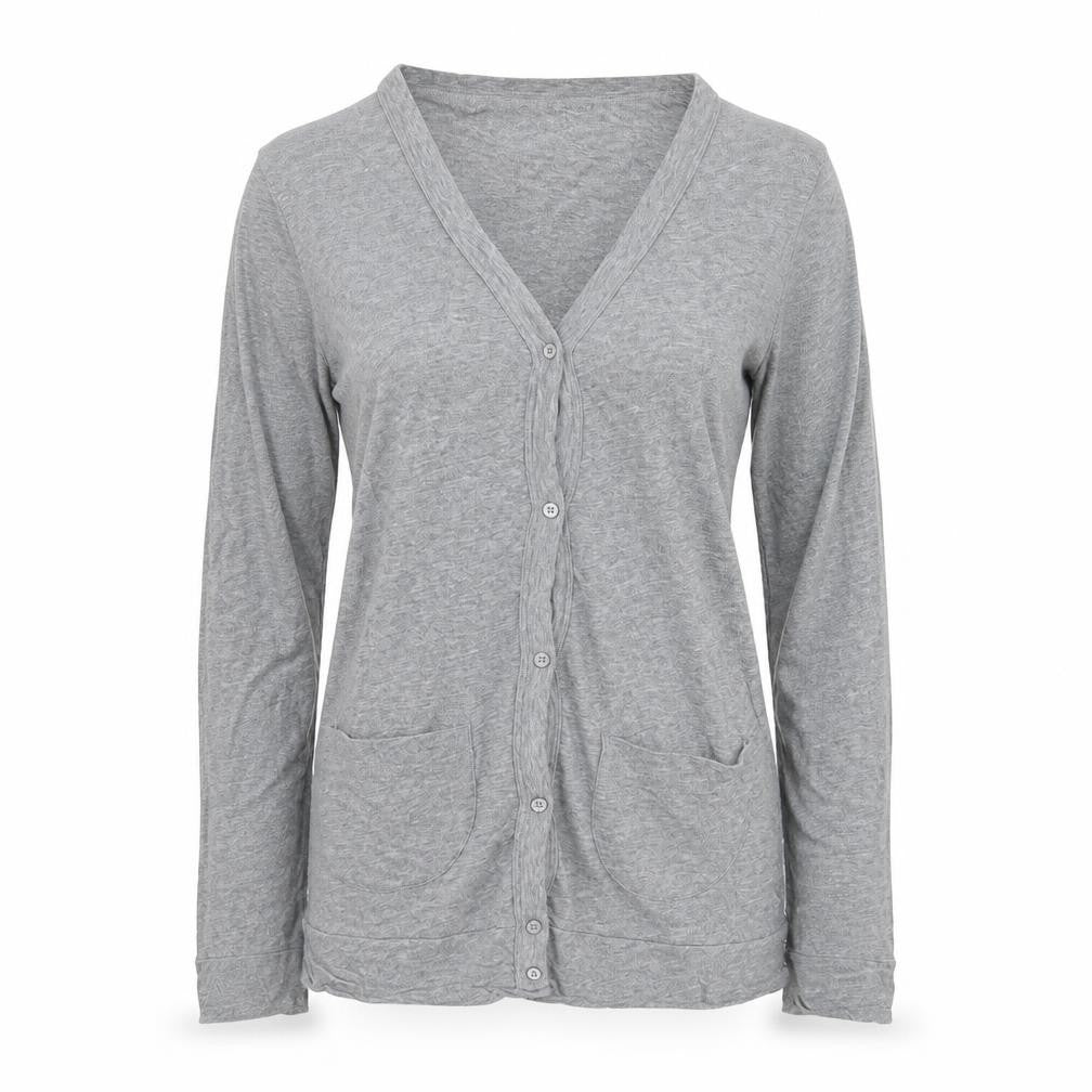 Front view of Mossimo Supply Co women’s grey long sleeve button-up cardigan m