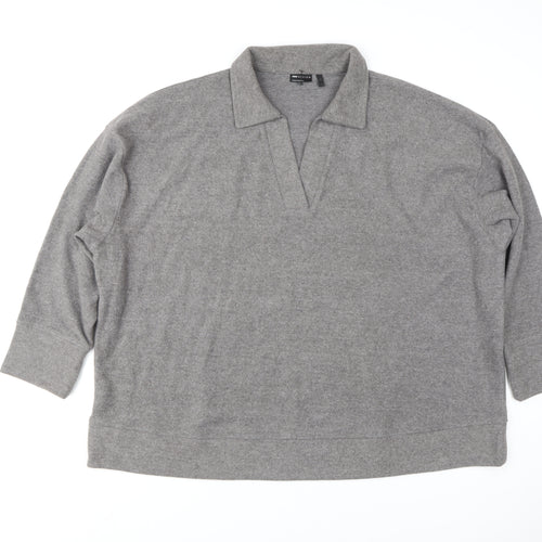 ASOS Men's Grey Henley Sweatshirt Size L Polyester Cotton