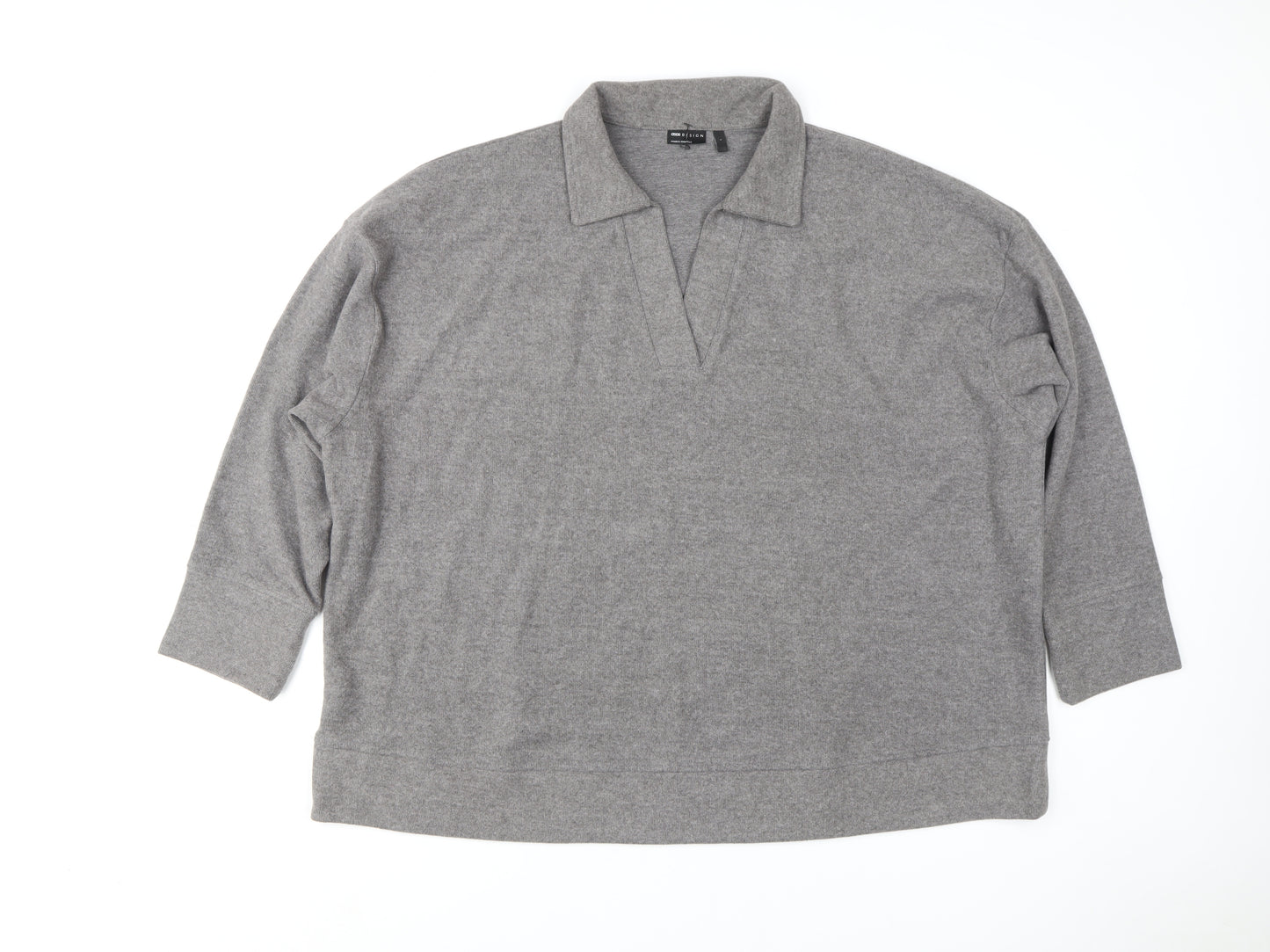 ASOS Men's Grey Henley Sweatshirt Size L Polyester Cotton