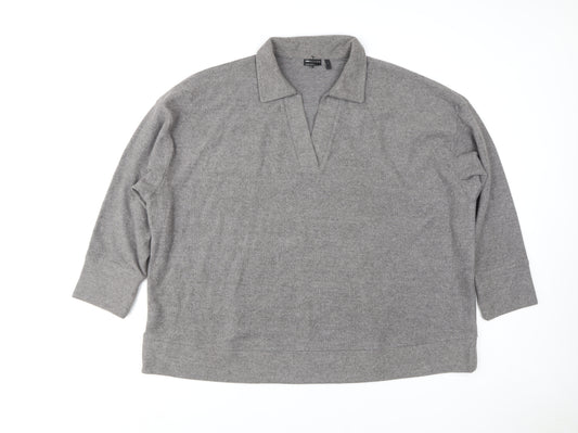 ASOS Men's Grey Henley Sweatshirt Size L Polyester Cotton