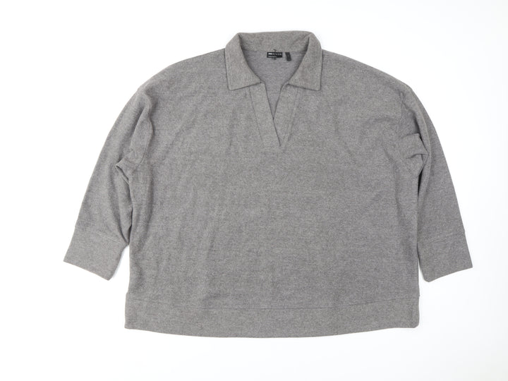 ASOS Men's Grey Henley Sweatshirt Size L Polyester Cotton