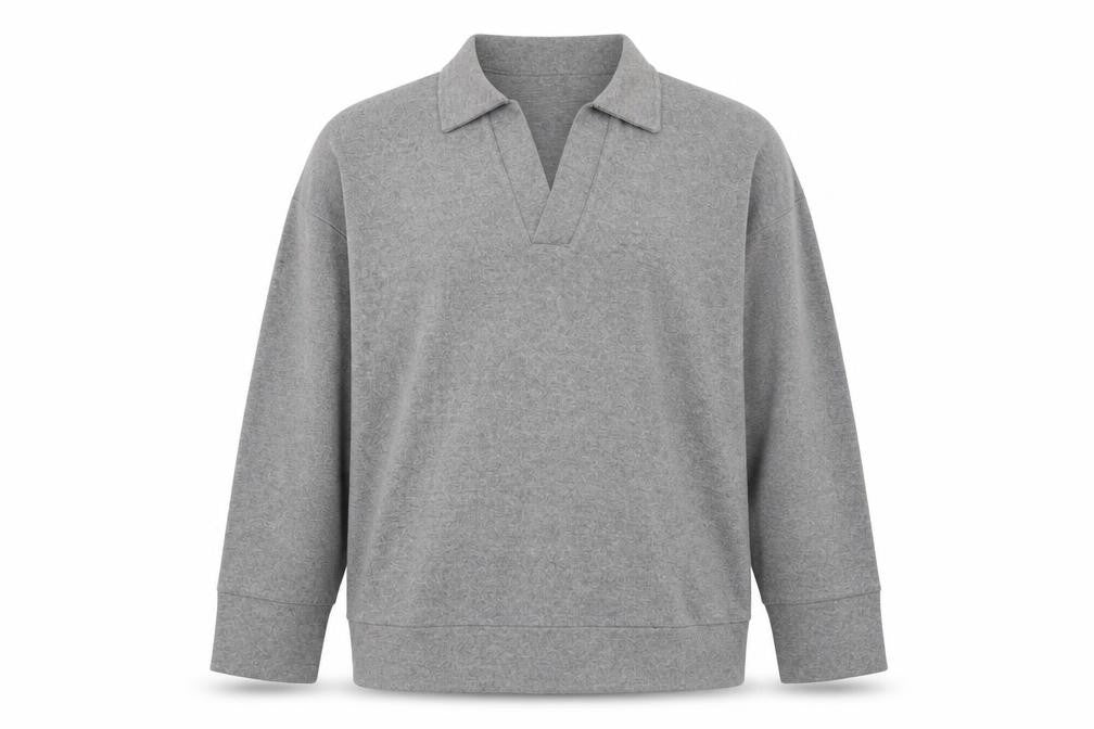 Front view of ASOS Men's Grey Henley Sweatshirt, size L, Polyester Cotton