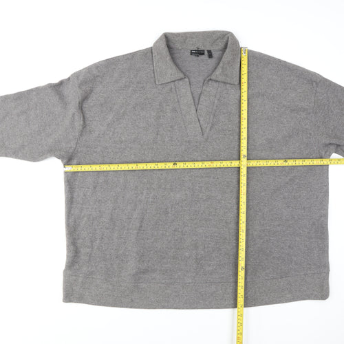 ASOS Men's Grey Henley Sweatshirt Size L Polyester Cotton