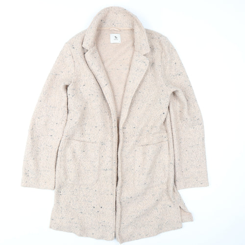 Tu Women Beige Wool Blend Coatigan Small Open Front Mid Length