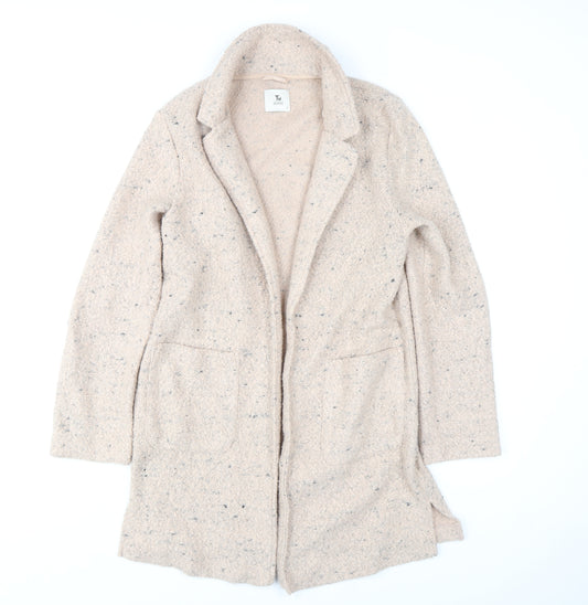 Tu Women Beige Wool Blend Coatigan Small Open Front Mid Length