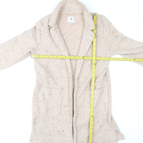 Tu Women Beige Wool Blend Coatigan Small Open Front Mid Length