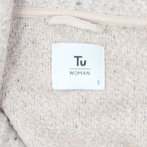 Tu Women Beige Wool Blend Coatigan Small Open Front Mid Length