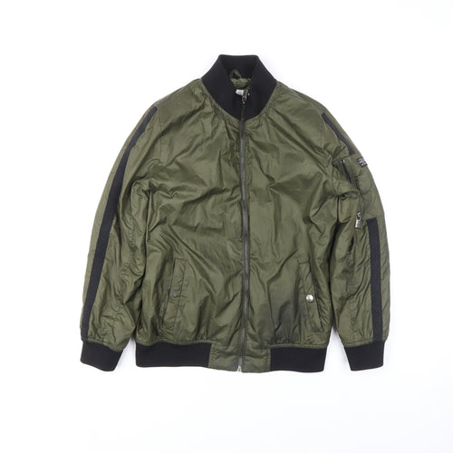 Zara Teens Green Bomber Jacket Size 10 Full Zip Nylon Casual