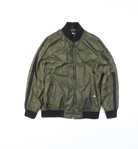 Zara Teens Green Bomber Jacket Size 10 Full Zip Nylon Casual