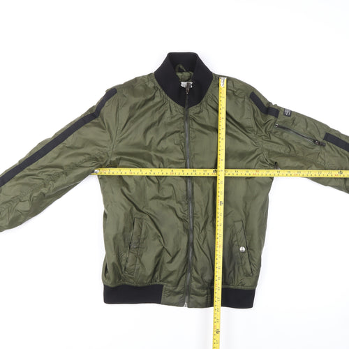 Zara Teens Green Bomber Jacket Size 10 Full Zip Nylon Casual