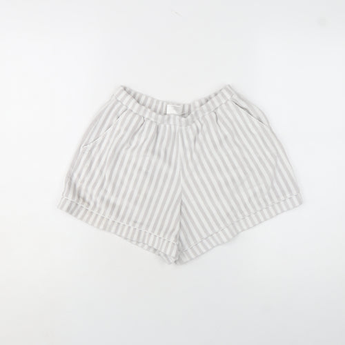 Adams Girls Grey Striped Jersey Shorts 8-10 Years Elastic Waist Summer