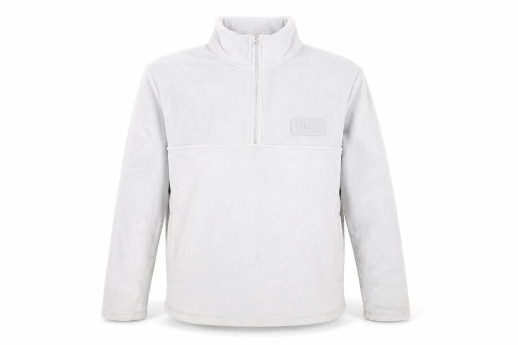 Front view of Topman Men's Grey Fleece 1/2 Zip Sweatshirt, size M, Regular Fit