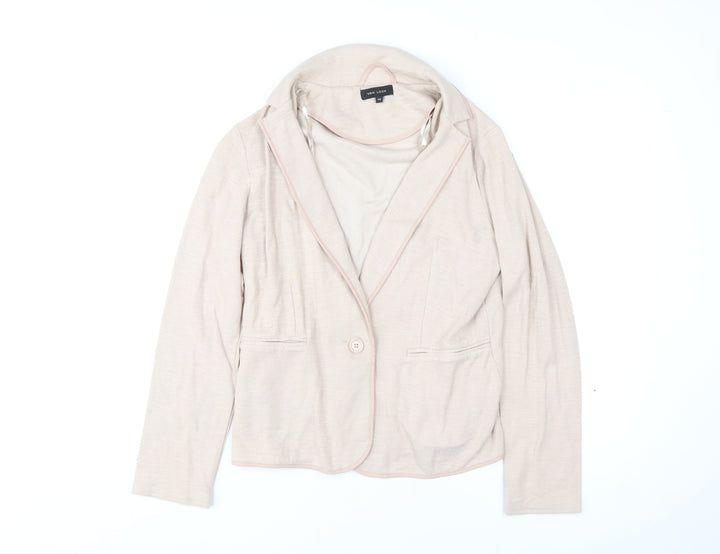 New Look Women Beige Blazer Jacket Size 12 Classic Casual Style