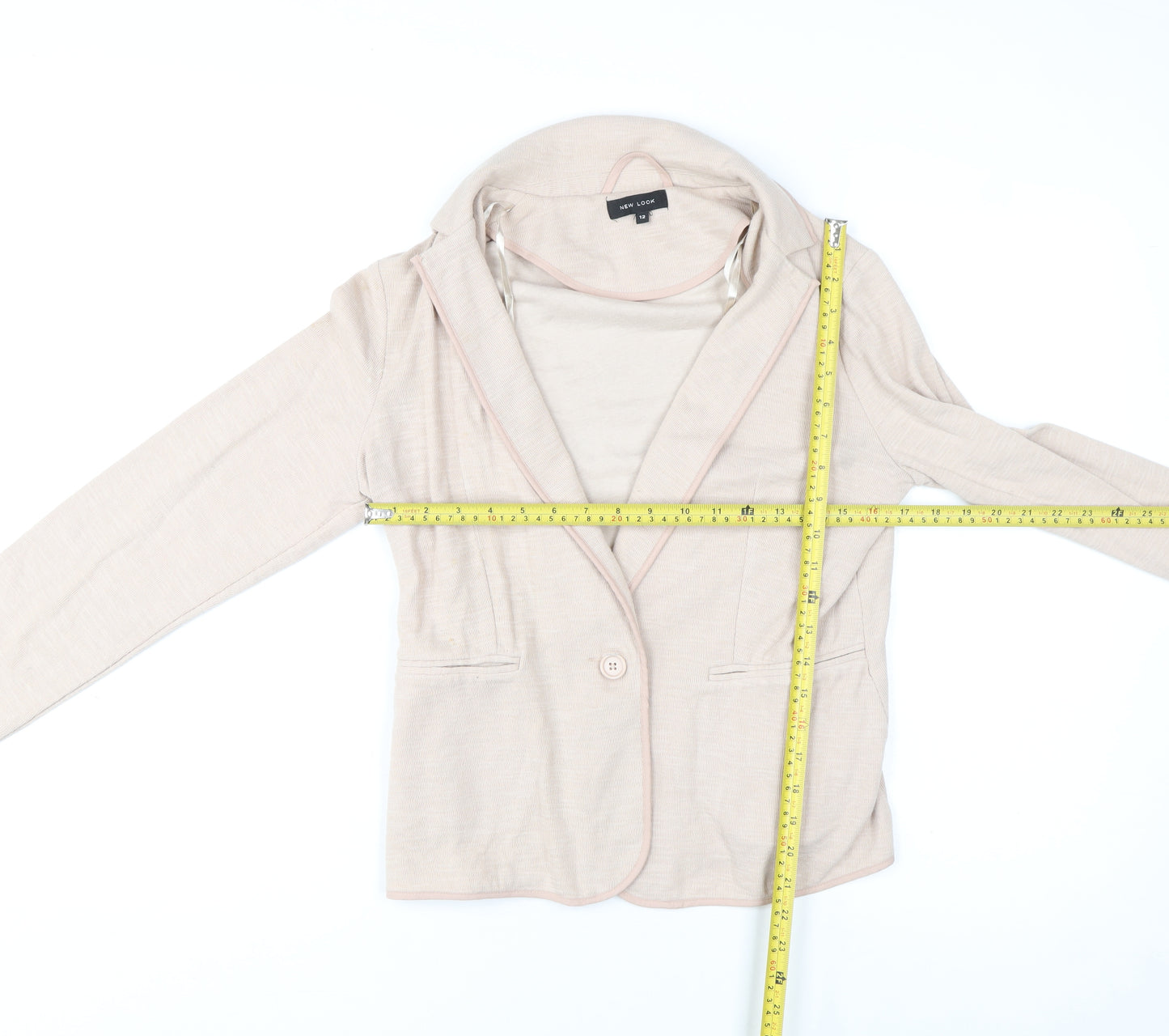 New Look Women Beige Blazer Jacket Size 12 Classic Casual Style