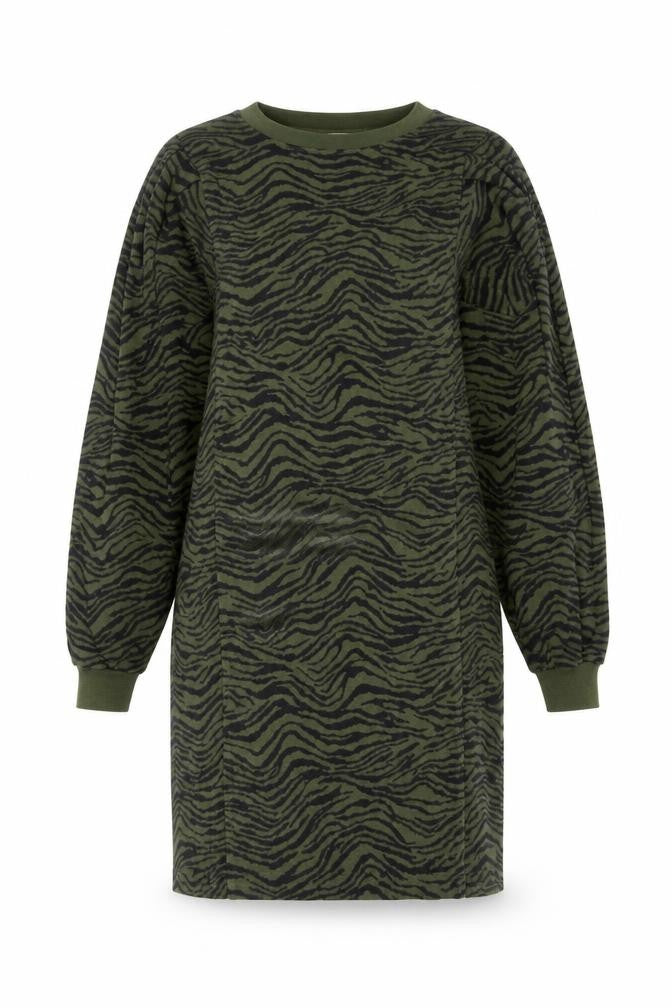 Oliver Bonas Women’s Green Animal Print T-Shirt Dress Size 6