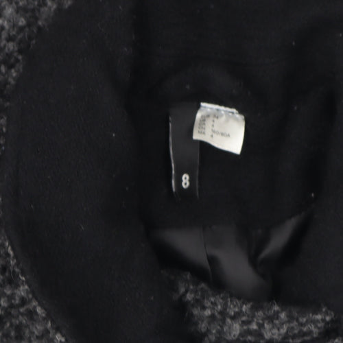 H&M Women Grey Wool Blend Biker Jacket Size 8 Zip Pockets Lined