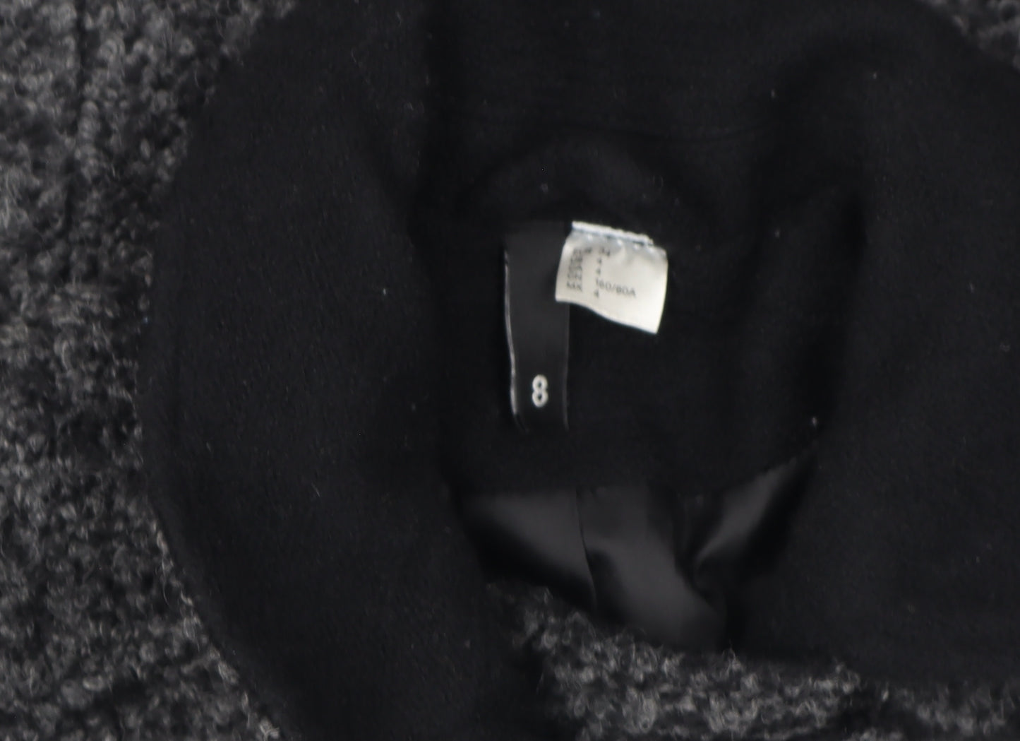 H&M Women Grey Wool Blend Biker Jacket Size 8 Zip Pockets Lined