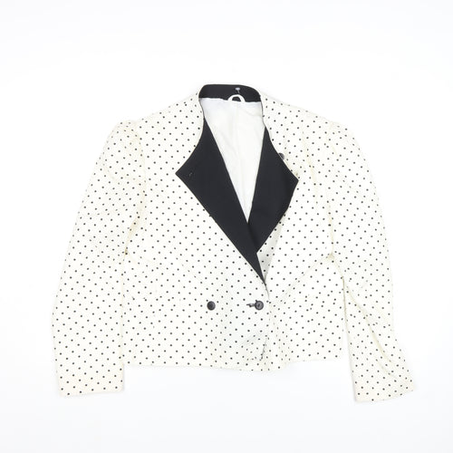 St. Bernard Womens White Polka Dot Cropped Blazer Size 16 Retro Style