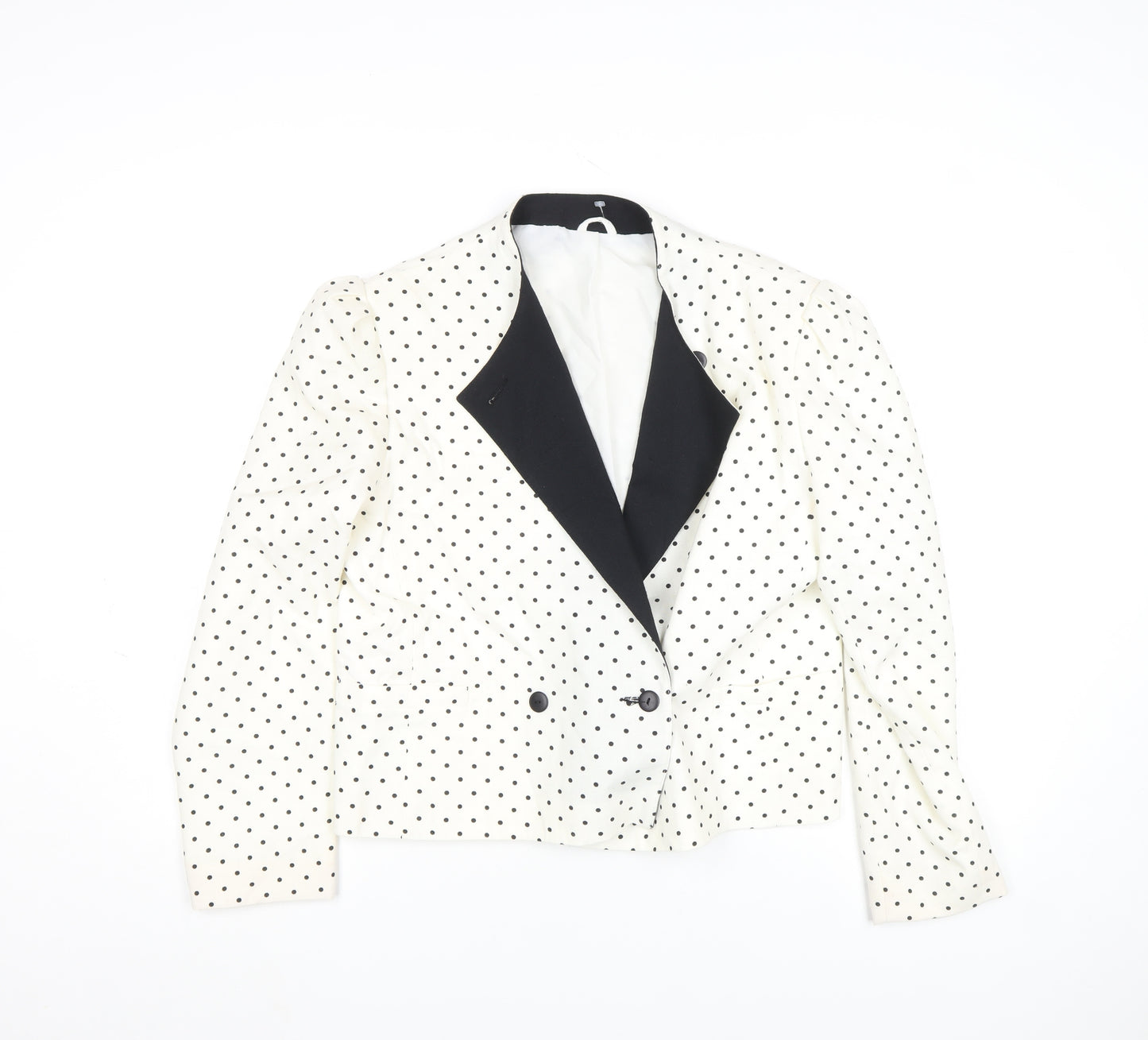 St. Bernard Womens White Polka Dot Cropped Blazer Size 16 Retro Style