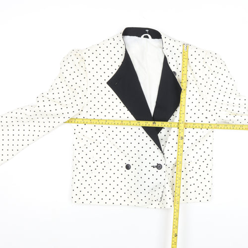St. Bernard Womens White Polka Dot Cropped Blazer Size 16 Retro Style