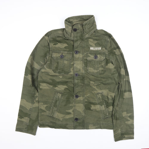 Hollister Men's Green Camouflage Military Cotton Jacket M