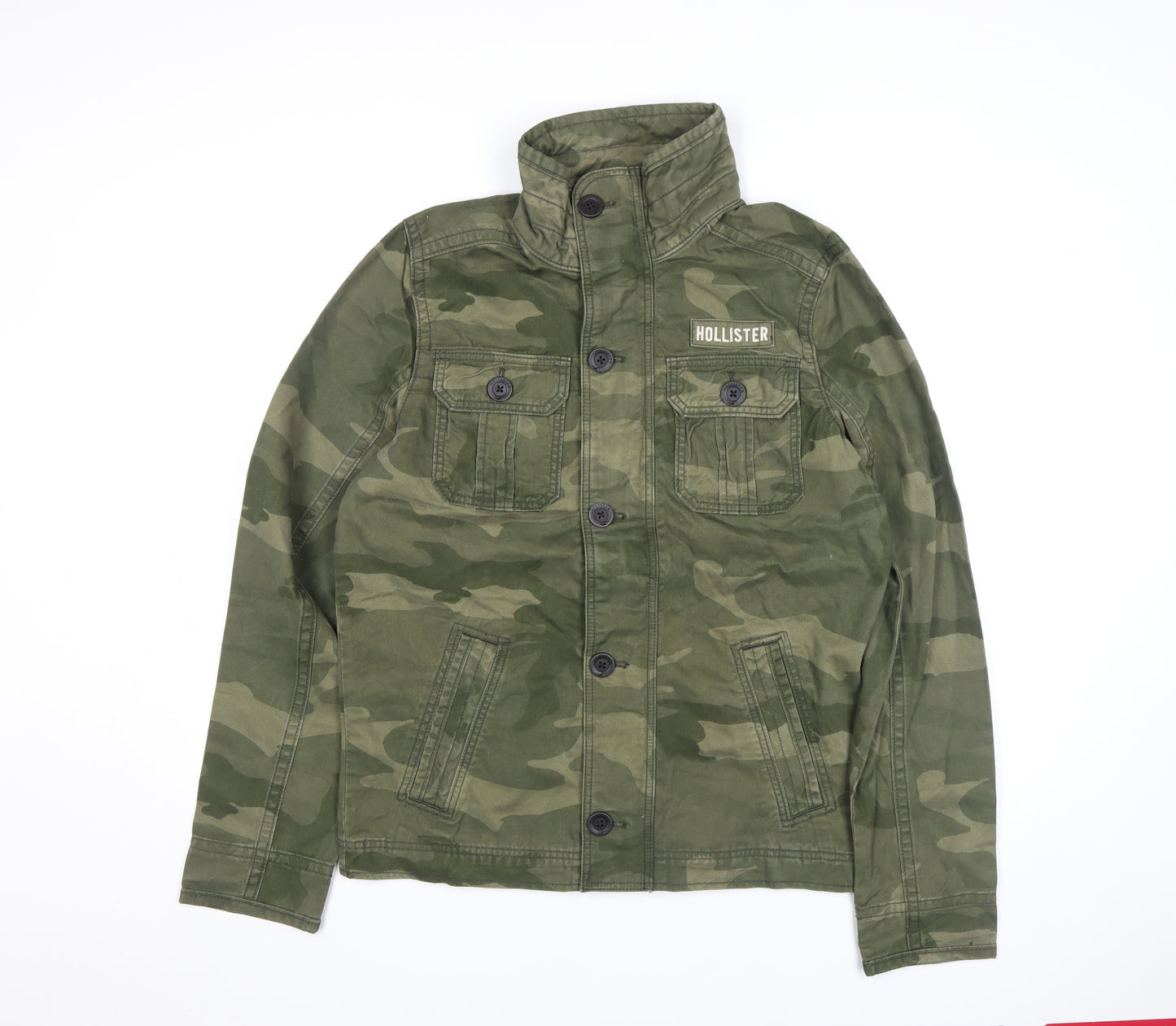 Hollister Men's Green Camouflage Military Cotton Jacket M