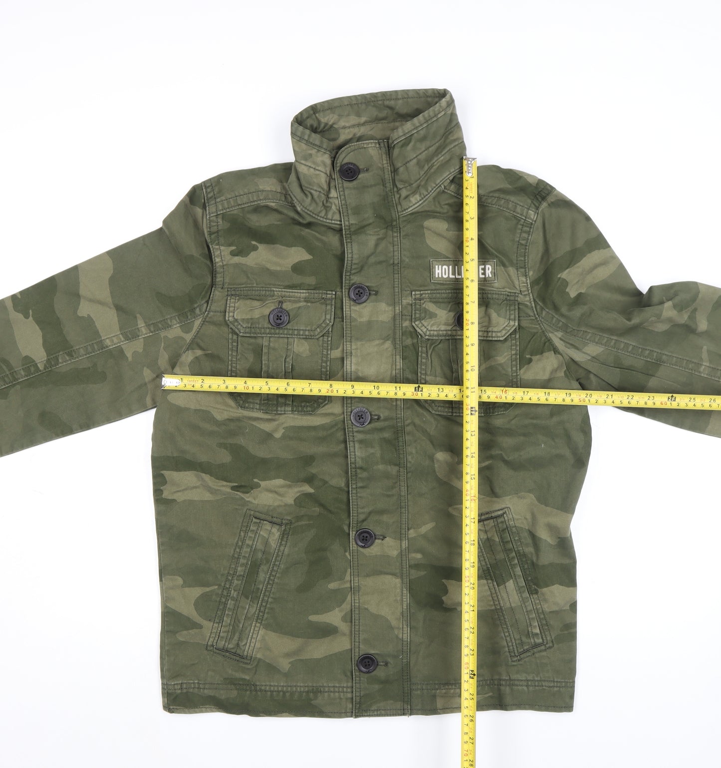 Hollister Men's Green Camouflage Military Cotton Jacket M