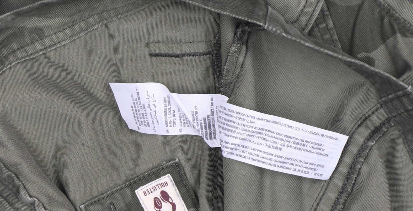 Hollister Men's Green Camouflage Military Cotton Jacket M