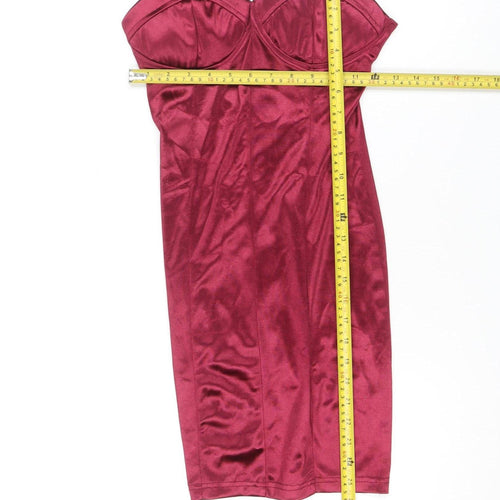 Saint Genies Women's Red Bodycon Satin Slip Dress UK 6