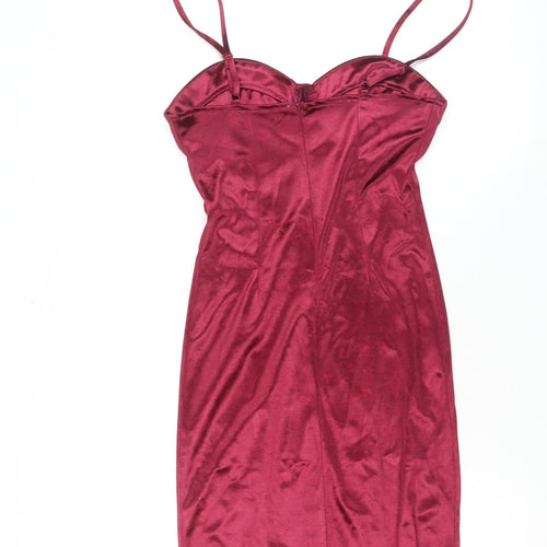 Saint Genies Women's Red Bodycon Satin Slip Dress UK 6