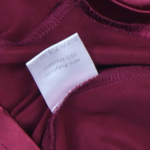 Saint Genies Women's Red Bodycon Satin Slip Dress UK 6