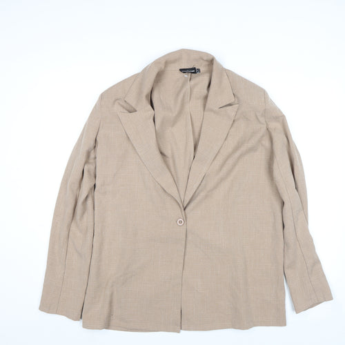 PrettyLittleThing Women Beige Single-Breasted Blazer Size 8