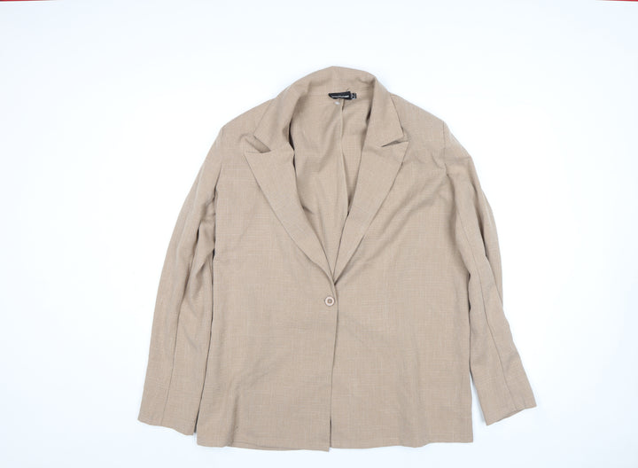 PrettyLittleThing Women Beige Single-Breasted Blazer Size 8