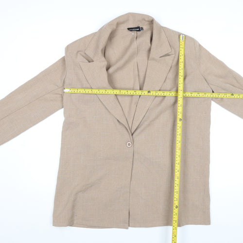 PrettyLittleThing Women Beige Single-Breasted Blazer Size 8