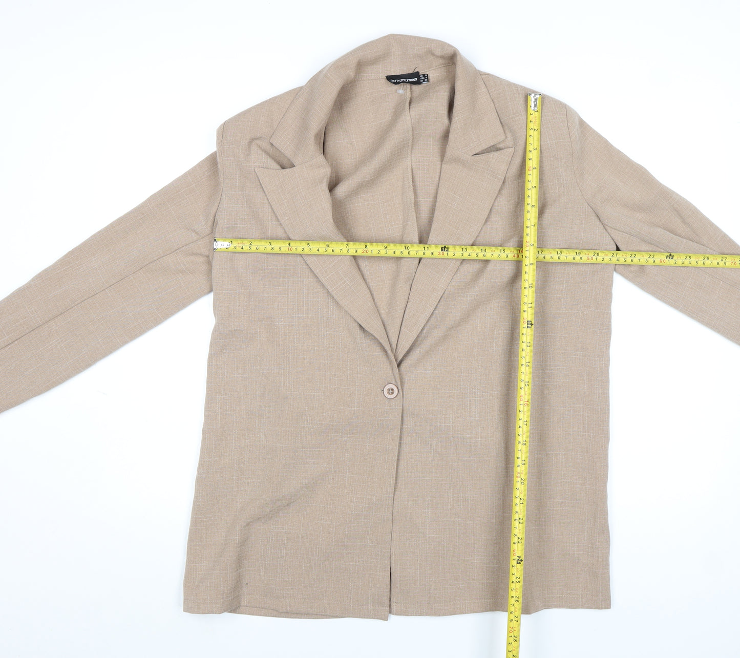 PrettyLittleThing Women Beige Single-Breasted Blazer Size 8