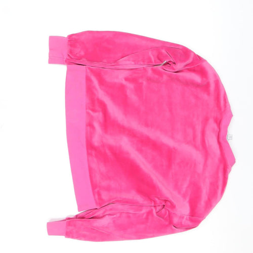 Juicy Couture Girls Pink Velour Long Sleeve Logo Pullover Sweatshirt 10-11 Years