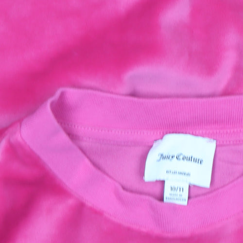 Juicy Couture Girls Pink Velour Long Sleeve Logo Pullover Sweatshirt 10-11 Years